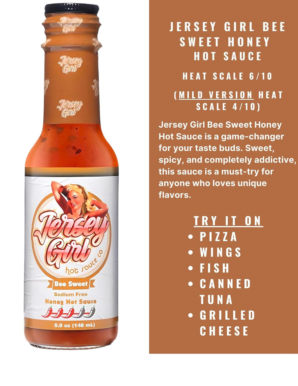 Jersey Girl All Natural Honey Hot Sauce - Sodium Free