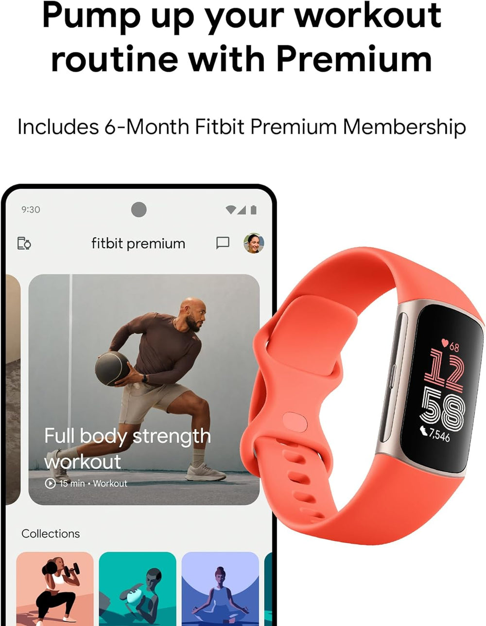 Fitbit Charge 6 Fitness Tracker with Heart Rate, GPS, Premium Membership,  and Health Tools - Coral/Gold