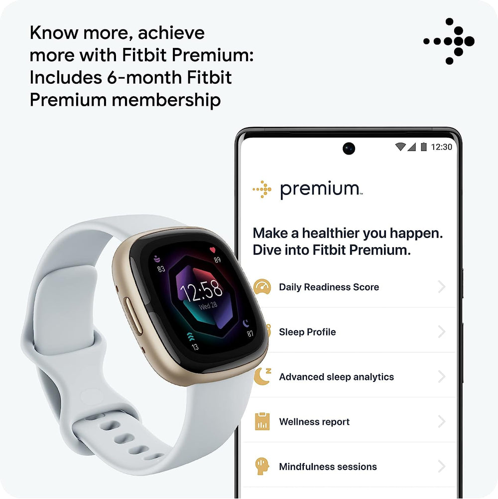 Fitbit Luxe-Fitness and Wellness-Tracker with Stress Management,  Sleep-Tracking and 24/7 Heart Rate, One Size SL Bands Included, Lunar  White/Soft Gold