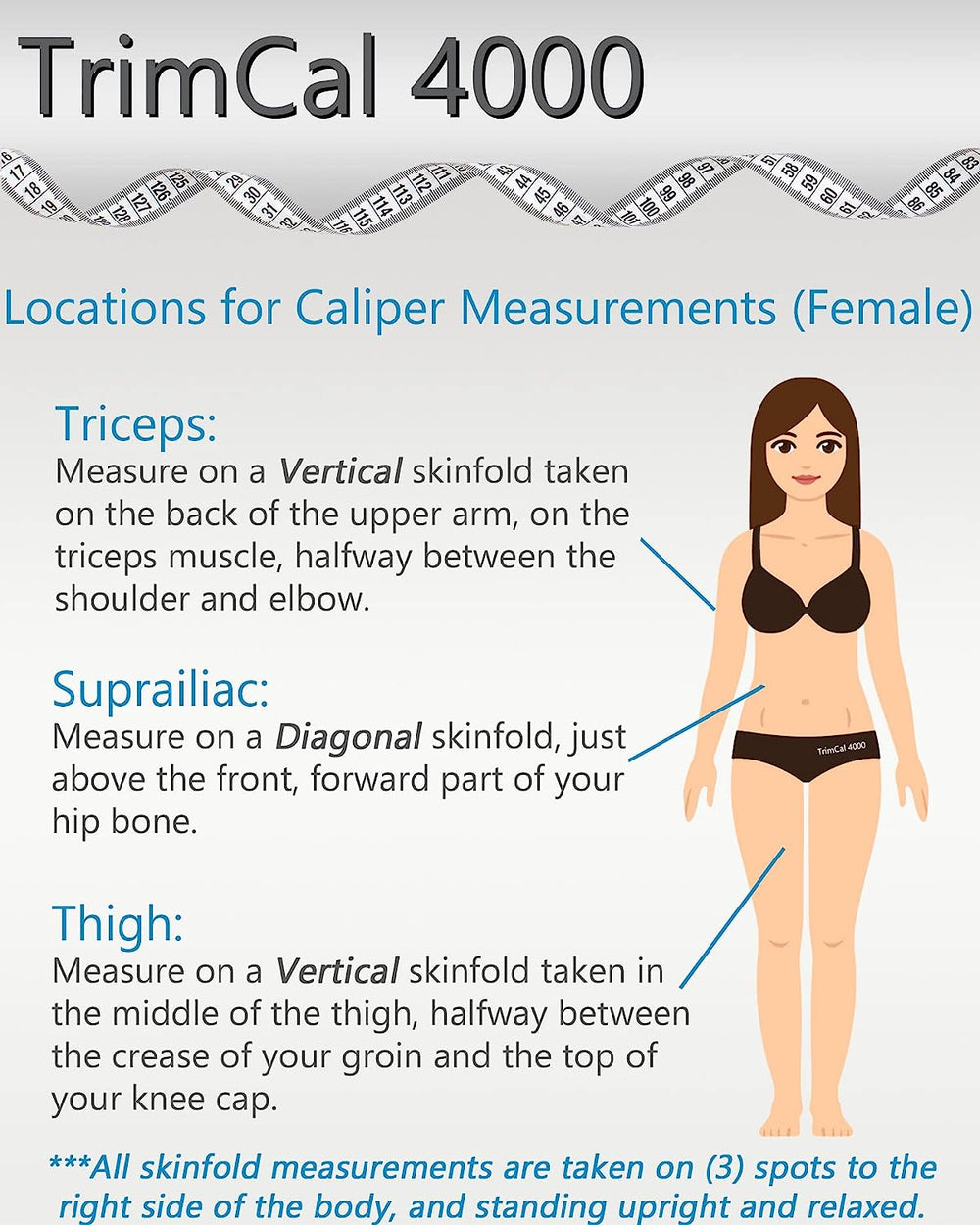 MEDca Body Fat Caliper Measuring Tape for Body Skinfold Calipers 